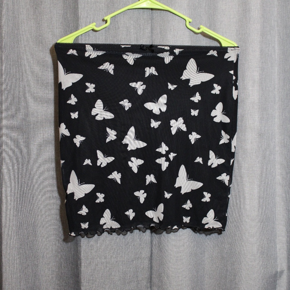 Black and white butterfly mini skirt